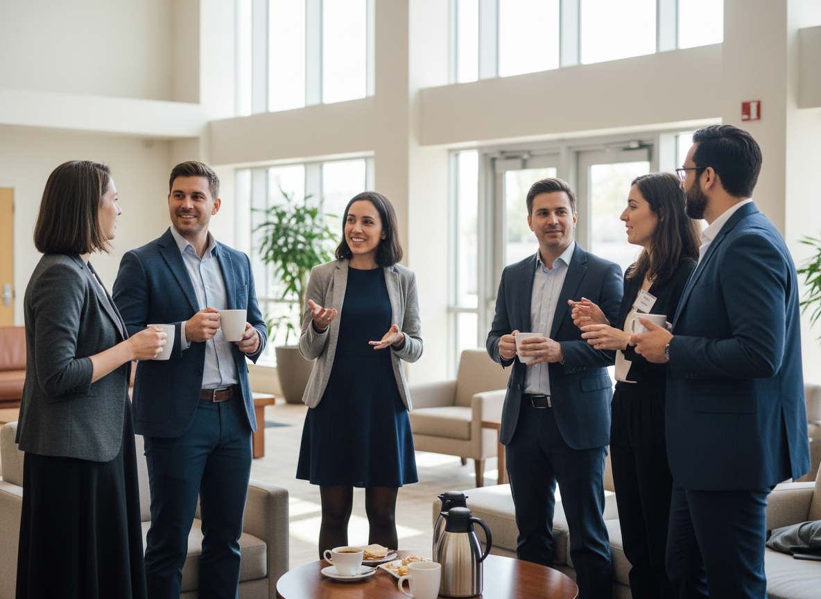Professionals networking at a chapter meetup